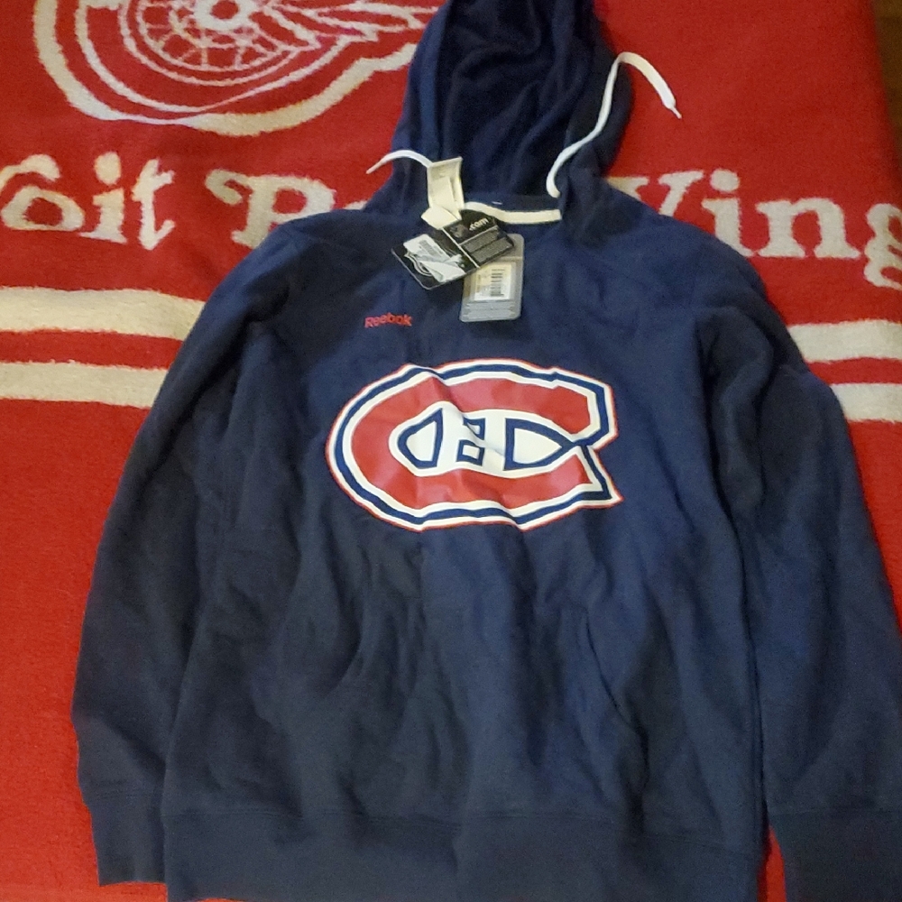Reebok Blue Hoodie with Red and White Logo NWT
